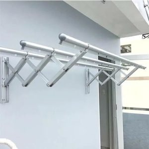 Giàn Phơi Quần Áo Treo Tường Nhôm Xếp Ngang